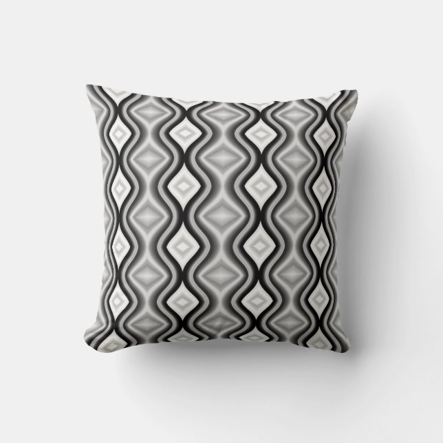 Coussin Motif contemporain noir blanc diamant (Recto)
