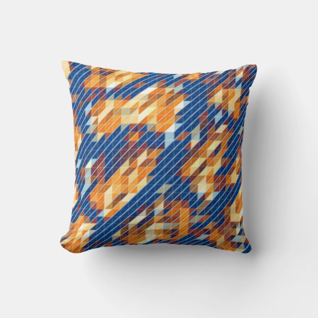 Coussin Motif COOL bleu orange jaune (Recto)