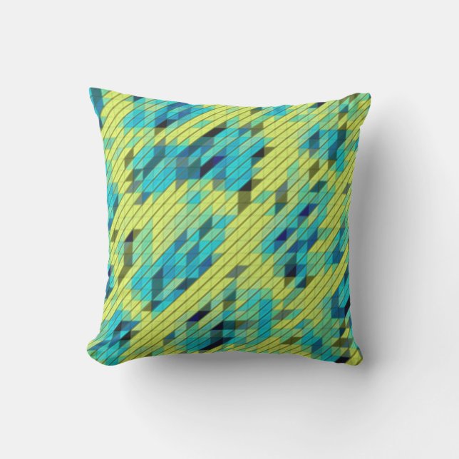 Coussin Motif COOL bleu vert jaune (Recto)