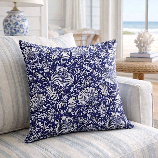 Coussin Motif Coquillages de plage océanique côtière vinta (Créateur téléchargé)