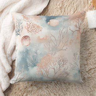Coussin Motif corail côtier à l'aquarelle Boho Luxe (4)