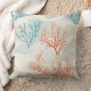 Coussin Motif corail côtier à l'aquarelle Boho Luxe (6)