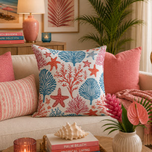 Coussin Motif corail et étoile de mer