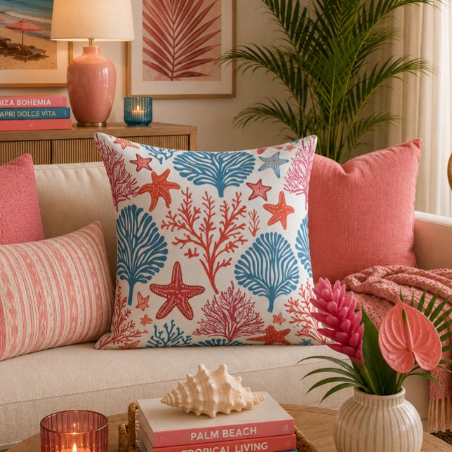 Coussin Motif corail et étoile de mer (Créateur téléchargé)