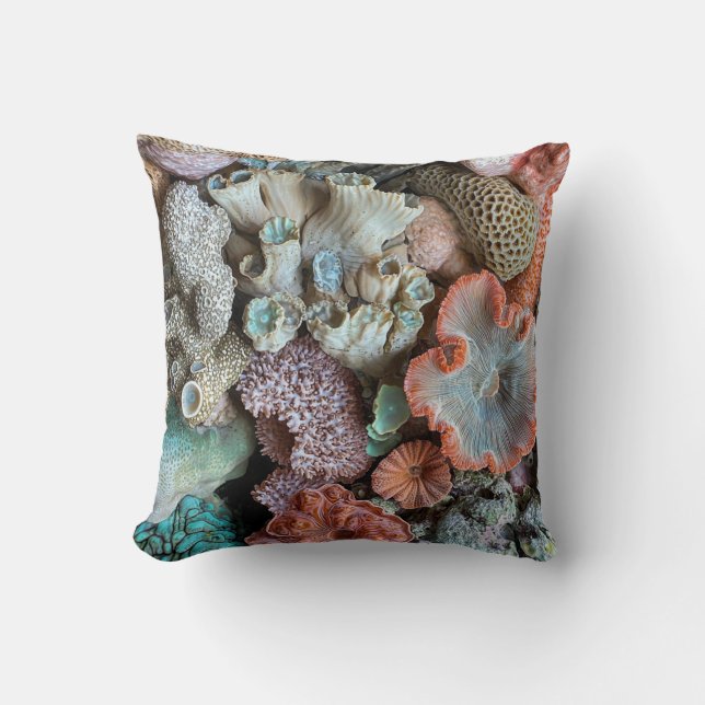 Coussin Motif corail naturel 🌊 pour déco marine (Recto)