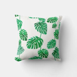 Coussin Motif couleur d'eau transparente avec feuilles tro