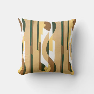 Coussin Motif courbe Art Déco vintage Jazz Couleurs d'auto