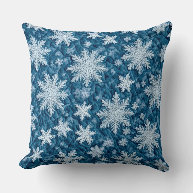 Coussin Motif courbé Flakes Bleu et Blanc (Recto)