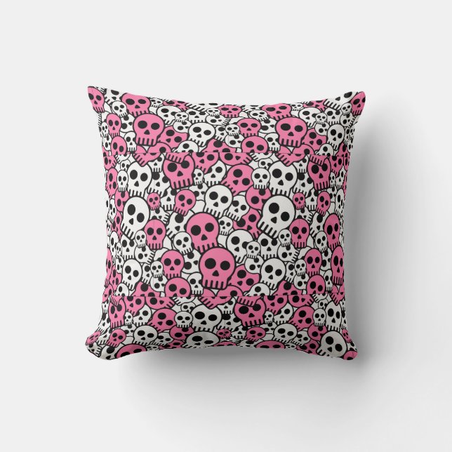 Coussin Motif crâne gothique rose Imprimer (Recto)