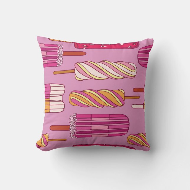 Coussin Motif crème glacée, illustration.  (Recto)