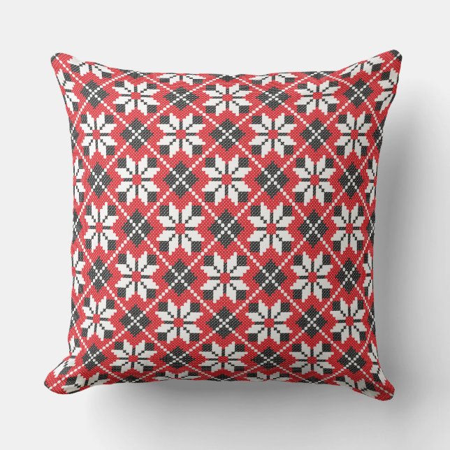 Coussin Motif croisé transparent rouge et noir (Recto)