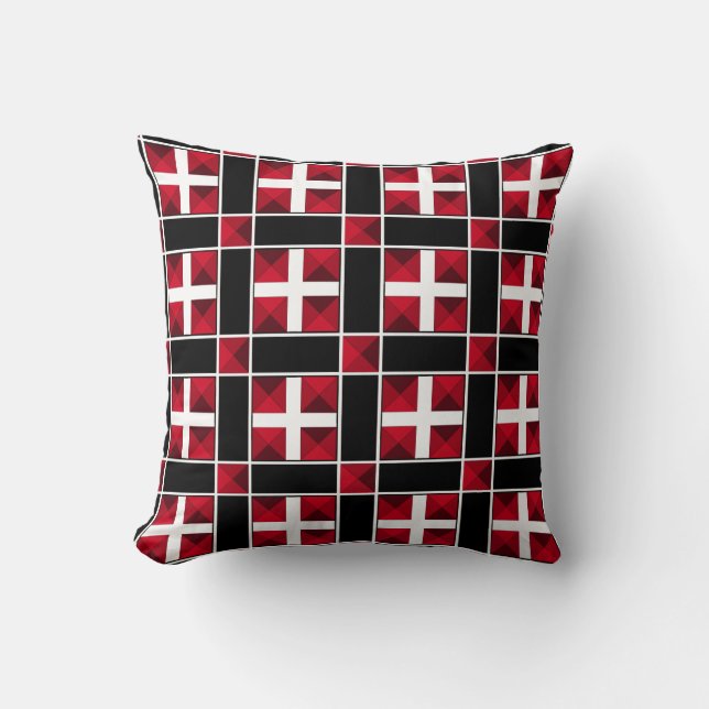Coussin Motif Croix Noir et Blanc Moderne (Recto)