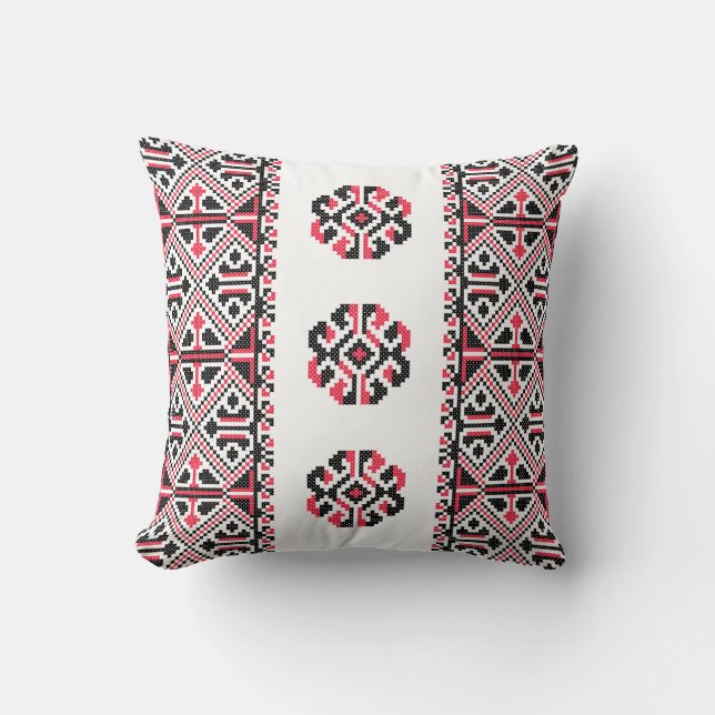 Coussin Motif croix rouge et noir original (Recto)