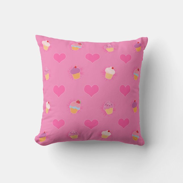 Coussin Motif Cupcake rose (Recto)