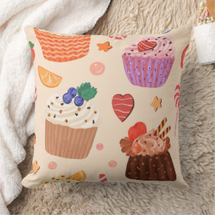 Coussin Motif Cupcakes Sucrés & Délices de Dessert