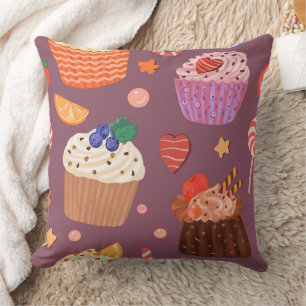 Coussin Motif Cupcakes Sucrés & Délices de Dessert