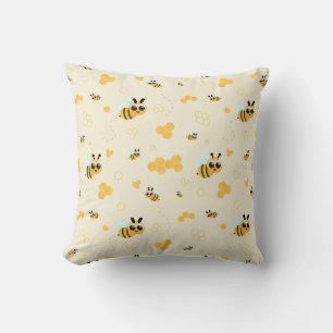 Coussin Motif d'abeille mignonne et peigne de miel