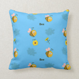 Coussin Motif d'abeilles en bleu