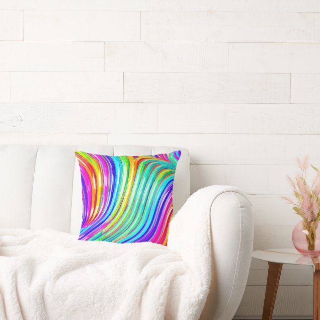 Coussin motif d'abstraction en arc-en-ciel 3D (Canapé)