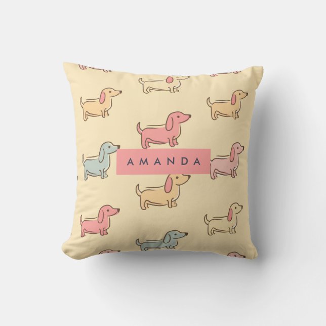 Coussin Motif Dachshund adorable personnalisé (Recto)
