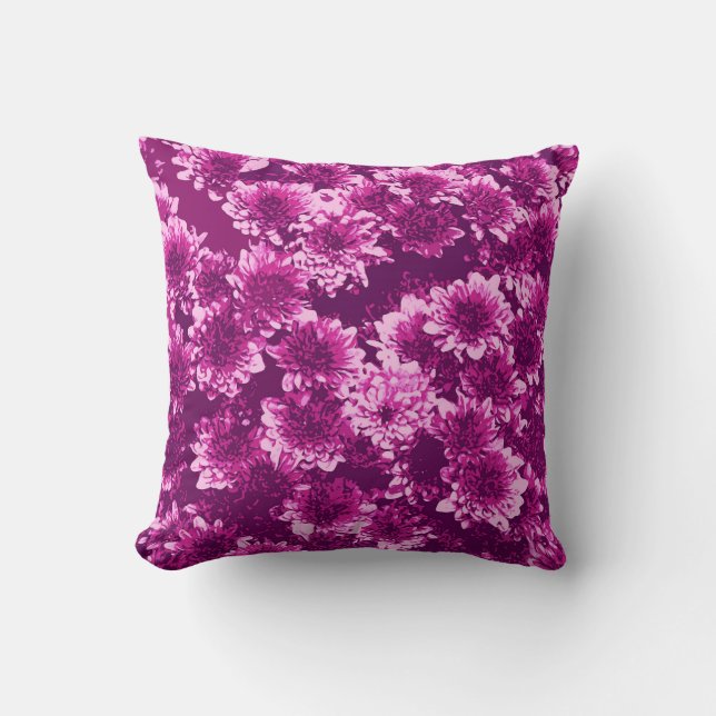 Coussin Motif Dahlia Graphique Moderne, Amethyst Purple (Recto)