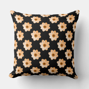 Coussin Motif Dahlia - Lt Orange en noir