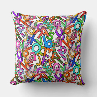 Coussin Motif d'alphabet minuscule Doodle