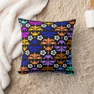 Coussin Motif Damas coloré Lancer l'oreiller