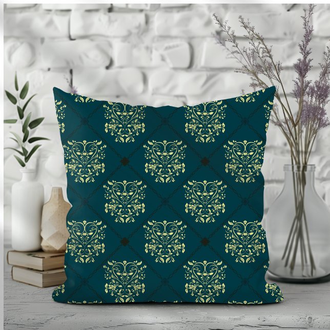 Coussin Motif Damas Diamant Bleu foncé (Créateur téléchargé)