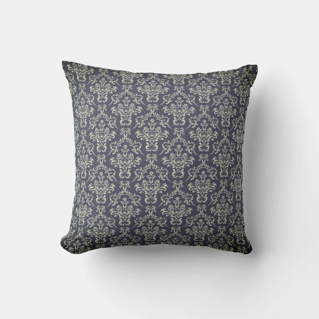 Coussin Motif Damas noir Victorien Thème (Recto)