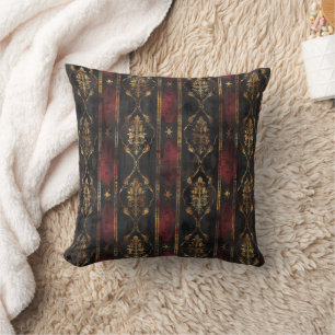 Coussin Motif Damask Noir Or Persan (3)