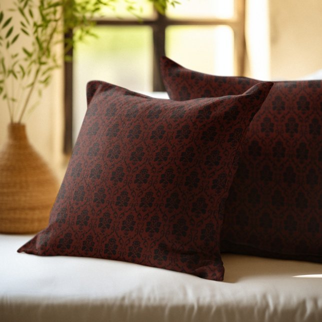 Coussin Motif damassé burgundy et noir (Créateur téléchargé)