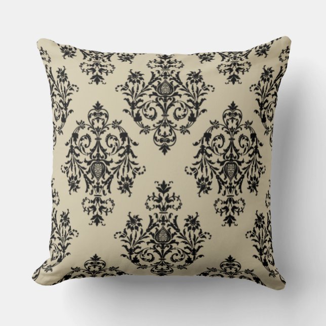 Coussin Motif damassé couleur crème très élégant (Recto)