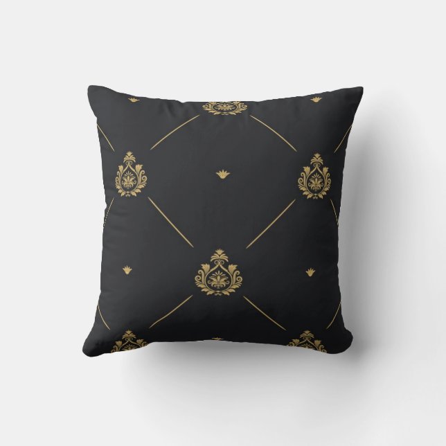 Coussin Motif Damassé Doré (Verso)