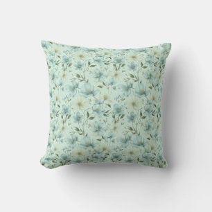 Coussin Motif damassé fleuri de style vintage bleu