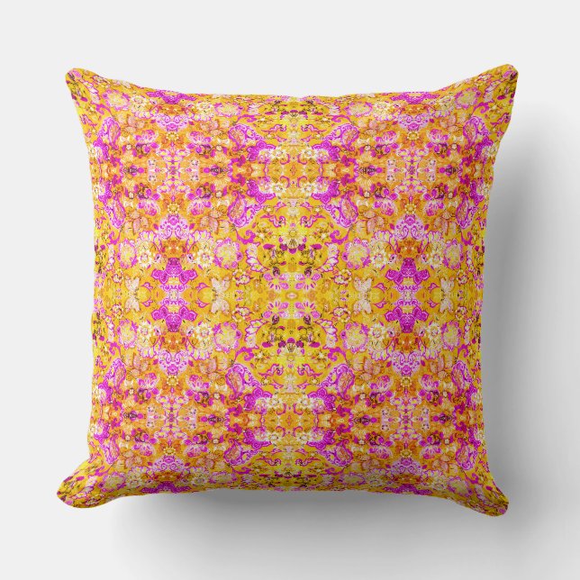 Coussin Motif damassé lever de soleil doré (Recto)