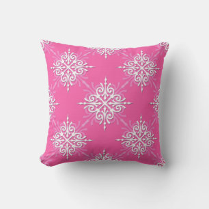 Coussin Motif damassé rose et blanc féminin