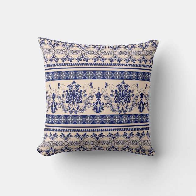 Coussin Motif damassé sans couture, papier peint classique (Recto)