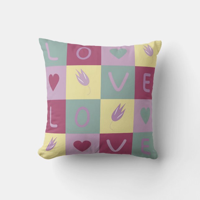Coussin motif d'amour coloré (Recto)