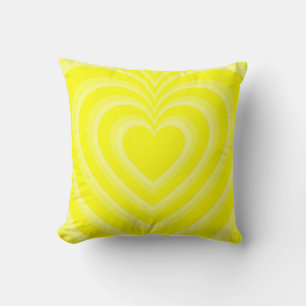 Coussin Motif d'amour du coeur hypnotique jaune néon