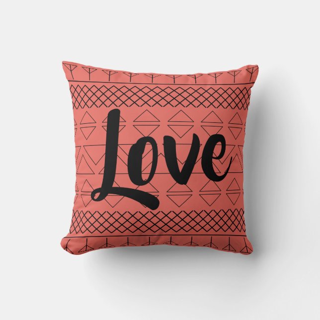 Coussin Motif d'amour mignon Corail (Recto)