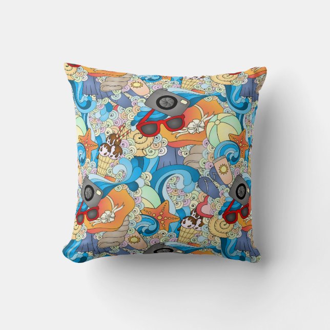 Coussin Motif d'amusement d'été (Recto)