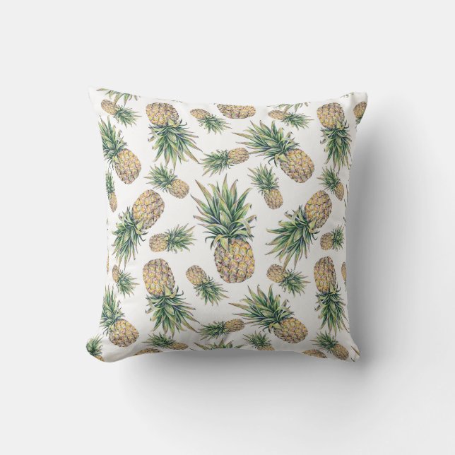 Coussin Motif d'ananas d'aquarelle (Recto)