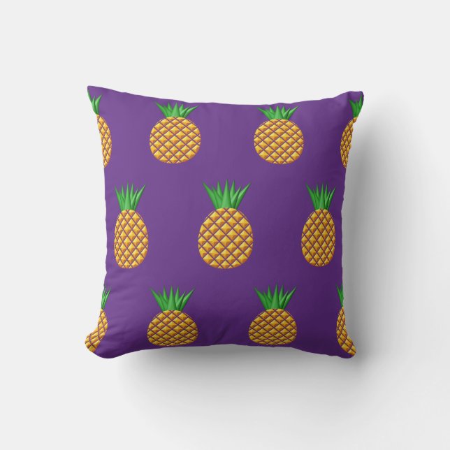 Coussin Motif D'Ananas Sur Arrière - plan Violet (Recto)