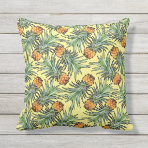 Coussin Motif d'ananas tropical sur jaune