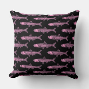 Coussin Motif d'anchois - rose et noir