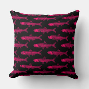 Coussin Motif d'anchois - Rouge néon et noir