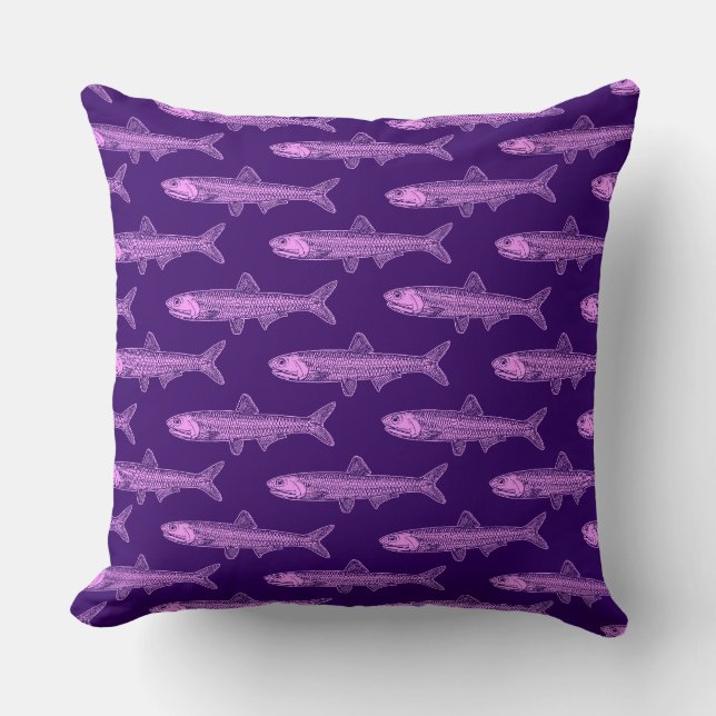 Coussin Motif d'anchois - Violet clair et violet profond (Recto)