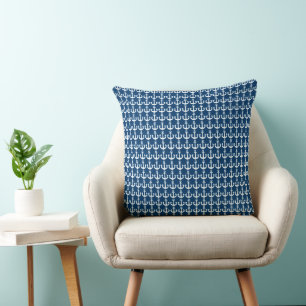 Coussin motif d'ancre maritime