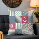 Coussin Motif d'Ancre rustique à cliquet nautique<br><div class="desc">Ce design moderne présente un patchwork rustique de carrés colorés sur le thème nautique #maison #décoration #décoration intérieure #nautique #mouillage #intérieurs #intérieurs #intérieursintérieursintérieurs #design #coureur #oreillers #coussins #coussins #maison de plage #voilier #voilier #yacht #amour #décoration nautique</div>